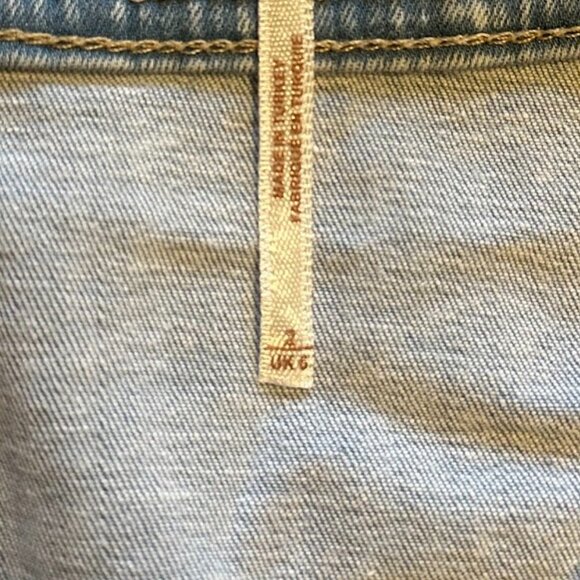 Free People Blue Denim Overall Dress Size 2 Light Wash - Picture 4 of 5